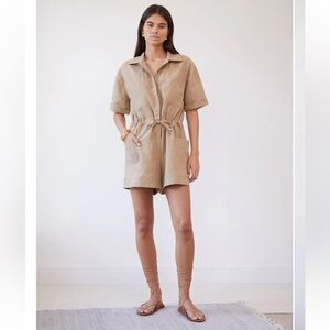 CASA RAKI Linen Taupe Juana Romper